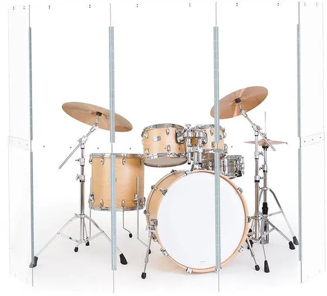 Main image of Drum Shield 5 Panels Converts to 10ft x 5ft Drum Cage Pre-Installed Full-Length Stainless Steel Hinges. For Practice & Performance