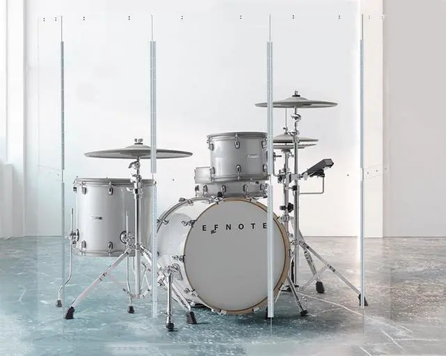 Alt view image 5 of 7 - Drum Shield 5 Panels Converts to 10ft x 5ft Drum Cage Pre-Installed Full-Length Stainless Steel Hinges. For Practice & Performance