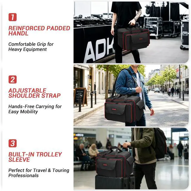 Alt view image 6 of 7 - 12 Inch Speaker Bag for EON Series, Heavy Duty Padded, Water-Resistant, Durable Portable Speaker Case with Shoulder Strap & Accessory Storage (12'' Speaker: EON612, IRX112BT)