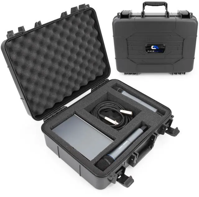 Main image of Wireless Microphone Case Hard Shell Mic Carrying Case with Customizable Foam, Compatible with Sennheiser, Shure, Audio-Technica, Nady, VocoPro Receivers and Transmitters