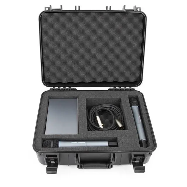 Alt view image 2 of 7 - Wireless Microphone Case Hard Shell Mic Carrying Case with Customizable Foam, Compatible with Sennheiser, Shure, Audio-Technica, Nady, VocoPro Receivers and Transmitters