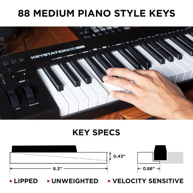 Alt view image 4 of 7 - Keystation 88 MK3 MIDI Controller Bundle with Headphones for Studio Recording, Music Production, Podcasting, Streaming