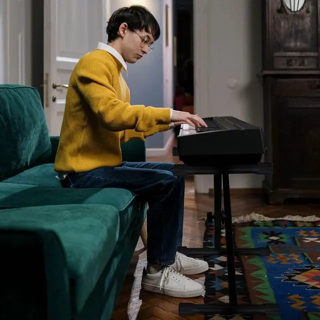 Alt view image 6 of 7 - Keyboard Stand & Bench Set, Upgrade Heavy Duty Double-X Keyboard Stand, Adjustable & Portable Digital Piano Stand with Locking Straps