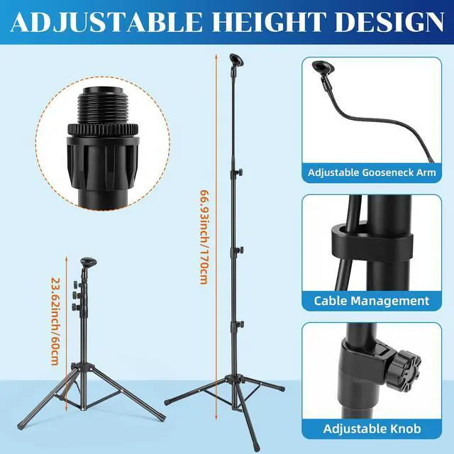 Alt view image 2 of 7 - 4 Pcs Tripod Microphone Stand Boom Arm Floor Mic Stand with Carrying Bag and Mic Clips for Singing Stage Wedding Karaoke Church (Flexible Style)