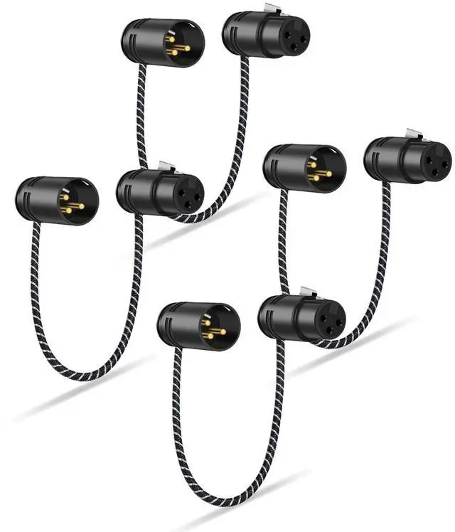 Main image of Rotatable Right-Angle XLR Cable,Adjustable-Angle Low Profile XL R Male to Female Balanced Mic Cord,24AWG OFC,Nylon Braided Short 90 Degree XLR Microphone Adapter,1FT 4-Pack