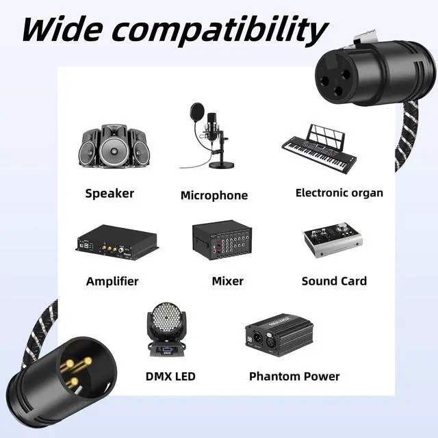 Alt view image 2 of 7 - Rotatable Right-Angle XLR Cable,Adjustable-Angle Low Profile XL R Male to Female Balanced Mic Cord,24AWG OFC,Nylon Braided Short 90 Degree XLR Microphone Adapter,1FT 4-Pack