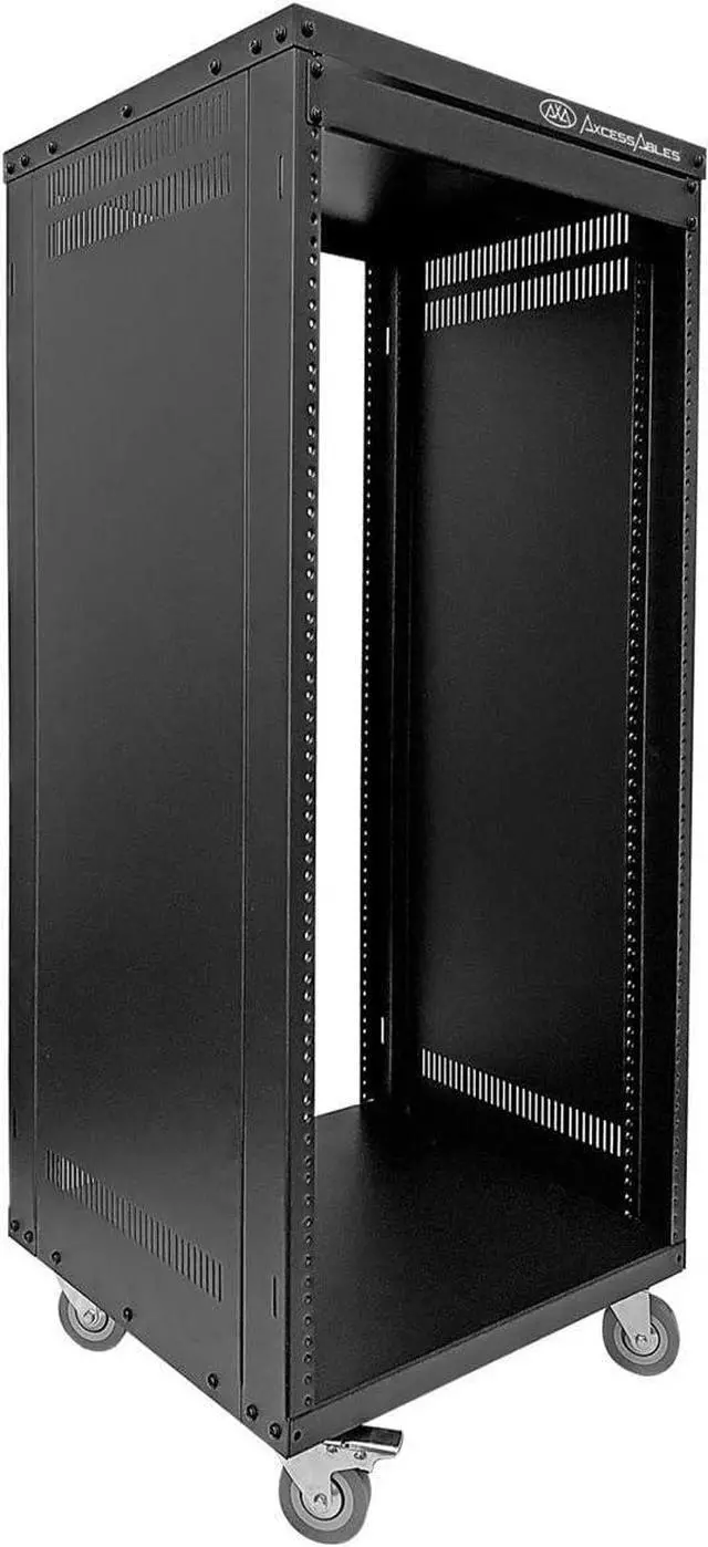 Main image of AxcessAbles 30U 19-Inch Rolling Network Server Rack 550LB Capacity. 18-Inch Depth Heavy Duty Open Frame AV Rack with Removable Side Panels. Includes 5mm and 6mm Screws