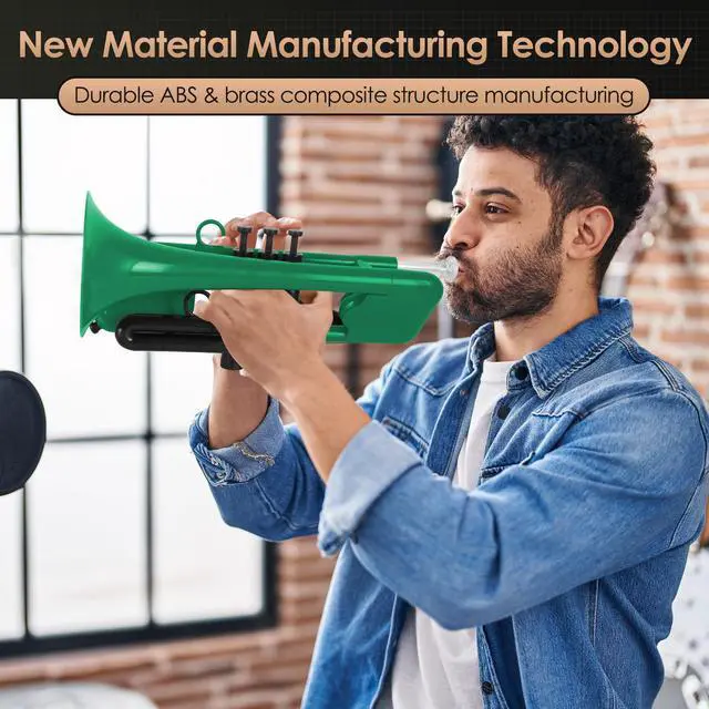 Alt view image 6 of 7 - SEA LION Professional Plastic Bb Trumpet Set for Student Beginner (Green)