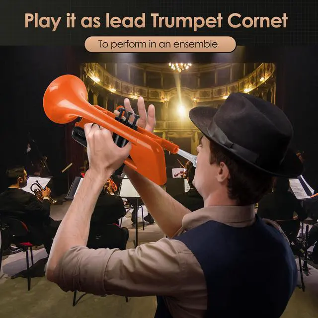 Alt view image 4 of 7 - SEA LION Professional Plastic Bb Trumpet Set for Student Beginner (Orange)