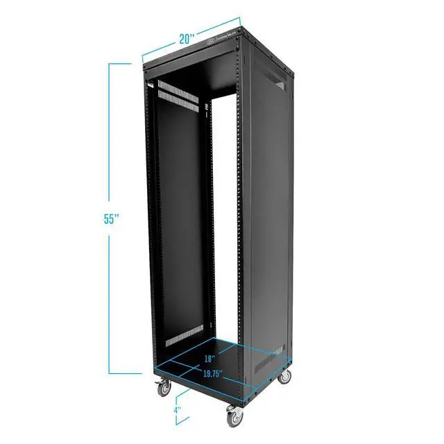 Alt view image 3 of 7 - AxcessAbles 30U 19-Inch Rolling Network Server Rack 550LB Capacity. 18-Inch Depth Heavy Duty Open Frame AV Rack with Removable Side Panels. Includes 5mm and 6mm Screws