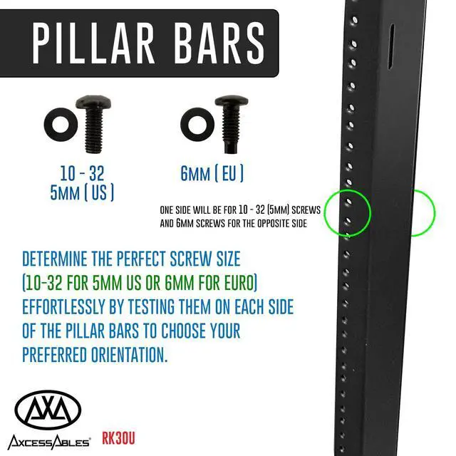 Alt view image 6 of 7 - AxcessAbles 30U 19-Inch Rolling Network Server Rack 550LB Capacity. 18-Inch Depth Heavy Duty Open Frame AV Rack with Removable Side Panels. Includes 5mm and 6mm Screws