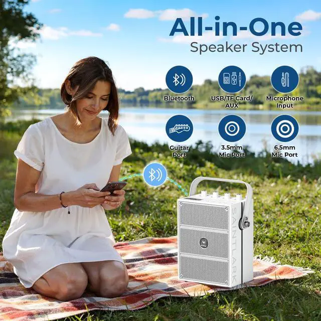 Alt view image 4 of 7 - 100W Bluetooth Speaker with 2 Wireless Microphones S99 | Powerful Voice Amplifier, Portable Karaoke Machine for Adults, PA System for Home Entertainment, Party, Teaching & Events