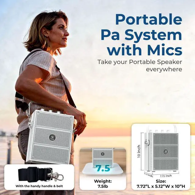 Alt view image 5 of 7 - 100W Bluetooth Speaker with 2 Wireless Microphones S99 | Powerful Voice Amplifier, Portable Karaoke Machine for Adults, PA System for Home Entertainment, Party, Teaching & Events