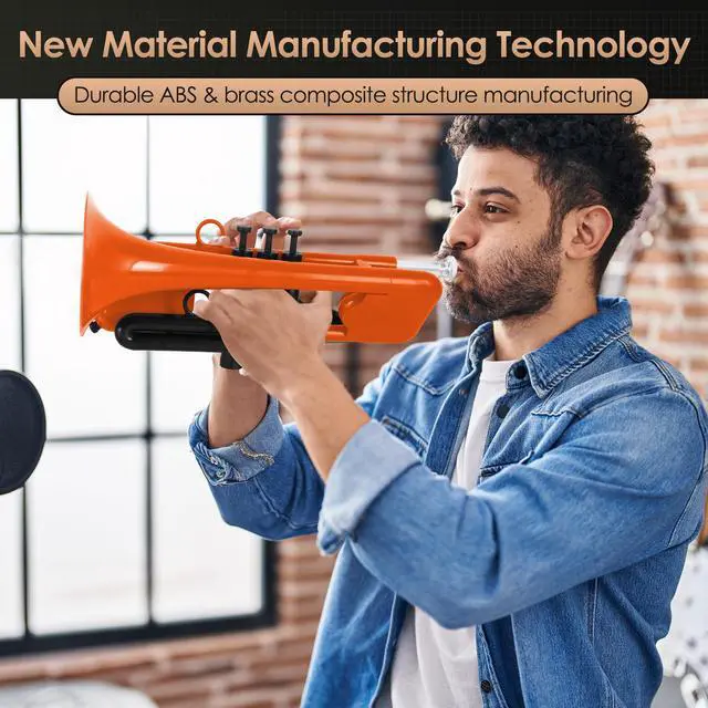 Alt view image 6 of 7 - SEA LION Professional Plastic Bb Trumpet Set for Student Beginner (Orange)