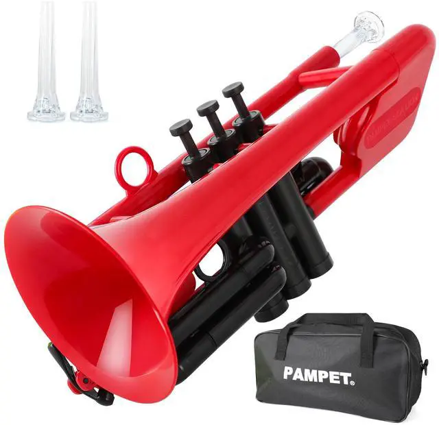 Main image of SEA LION Professional Plastic Bb Trumpet Standard Trumpets Trumpet Set for Student Beginner Bb Trumpet Instrument (Red)