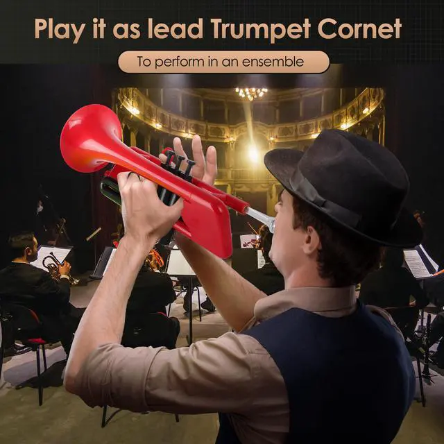 Alt view image 4 of 7 - SEA LION Professional Plastic Bb Trumpet Standard Trumpets Trumpet Set for Student Beginner Bb Trumpet Instrument (Red)