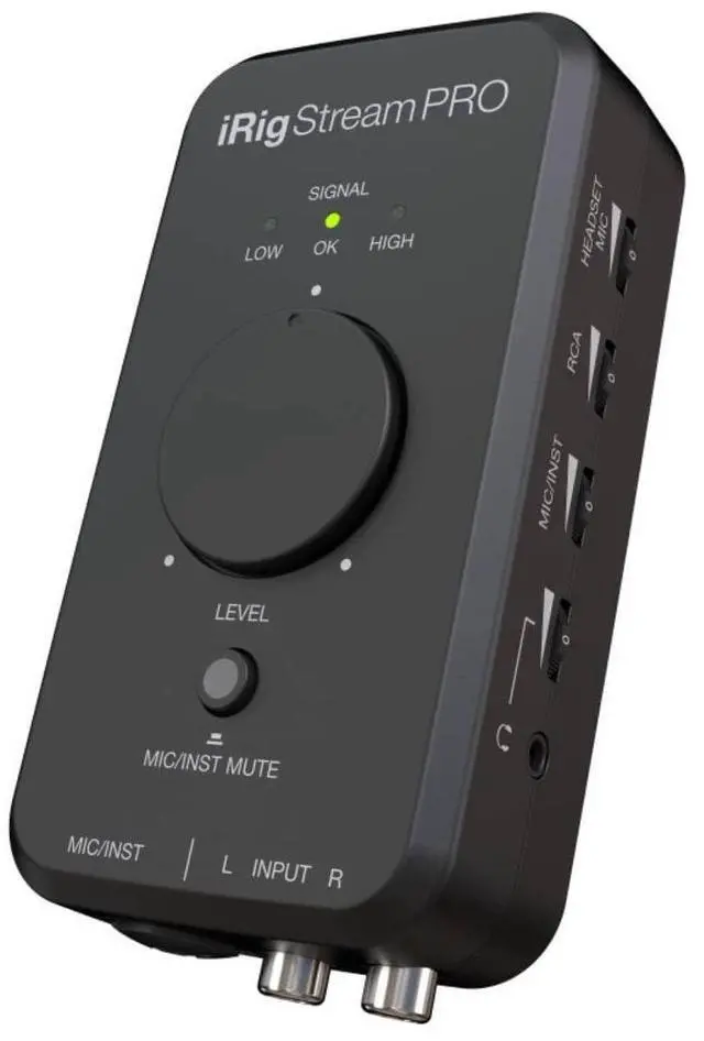 Main image of iRig Stream Pro Streaming audio interface with in-line multi-input mixer, professional quality streaming, right in the palm of your hand