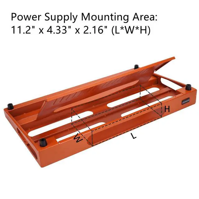 Alt view image 2 of 7 - Guitar Pedal Board 22" x 12.6" Guitar Pedalboard with Power Supply Bracket, Includes Carry Bag & Mounting Tapes (Orange, GKS-22OR)