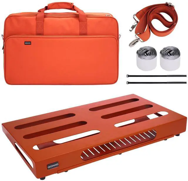 Main image of Guitar Pedal Board 22" x 12.6" Guitar Pedalboard with Power Supply Bracket, Includes Carry Bag & Mounting Tapes (Orange, GKS-22OR)