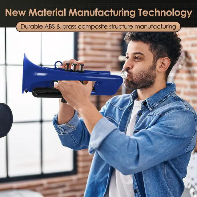 Alt view image 6 of 7 - SEA LION Professional Plastic Bb Trumpet Set for Student Beginner (Blue)