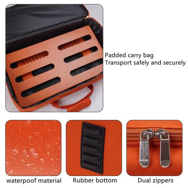 Alt view image 5 of 7 - Guitar Pedal Board 22" x 12.6" Guitar Pedalboard with Power Supply Bracket, Includes Carry Bag & Mounting Tapes (Orange, GKS-22OR)