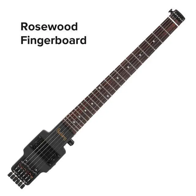 Alt view image 3 of 7 - Travel Guitar Electric, Headless Guitar 6 Strings One-piece Canada Maple Neck Through Body Design Brass Fix Bridge with Gigbag