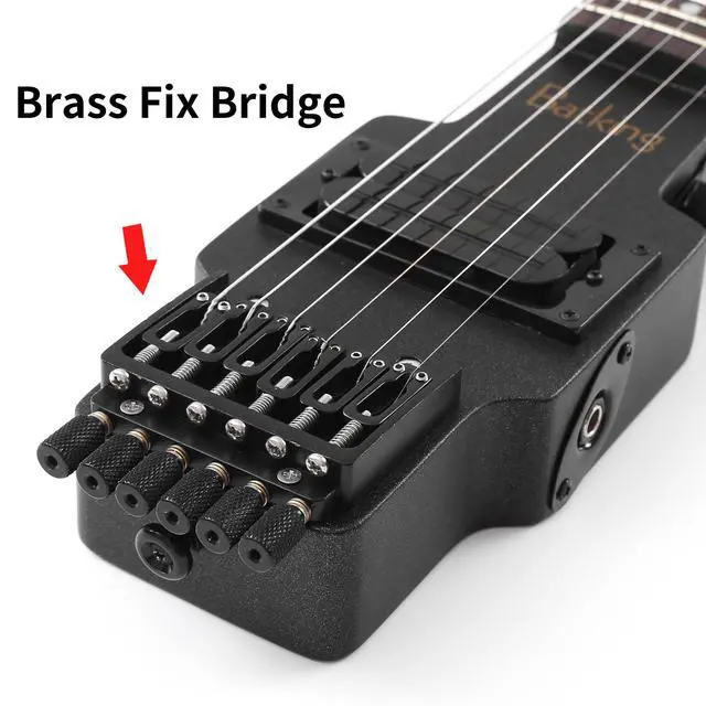 Alt view image 4 of 7 - Travel Guitar Electric, Headless Guitar 6 Strings One-piece Canada Maple Neck Through Body Design Brass Fix Bridge with Gigbag