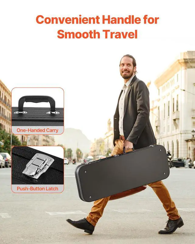 Alt view image 5 of 7 - Electric Guitar Hard Case, 43.11 in Rectangular Guitar Hard Case, With Lock Latch Keys Handle, PVC Padding Soft Lining Water-Resistant Hard Shell Guitar Cases, for 39 in Electric Guitars, Black