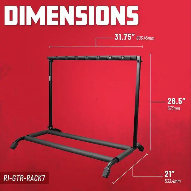 Alt view image 6 of 7 - Gator Rok-It Frameworks Folding 7 Guitar Rack Stand (RI-GTR-RACK7) | Fits up to 7 Acoustic, Electric, or Bass Guitars with padded supports and a folding rack that travels and stores easily