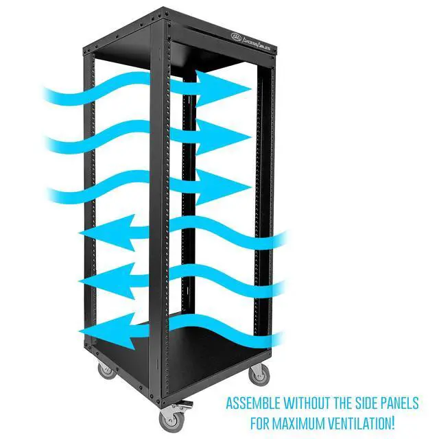Alt view image 3 of 7 - AxcessAbles 22U 19-Inch Rolling IT Server Rack 550LB Heavy Duty Open Frame with Removable Side Panels Large 3-Inch Locking Casters for Servers Networking and Rackmount Gear Includes 5mm and 6mm Screws