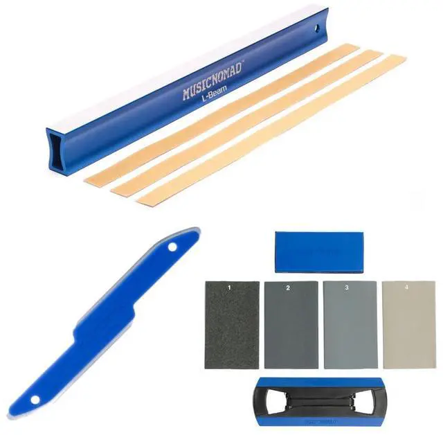 Main image of 11 pc. Guitar Fret Leveling Kit, Luthier & Tech Fret Level Beam, Crowning File & Polish Set (MN872)
