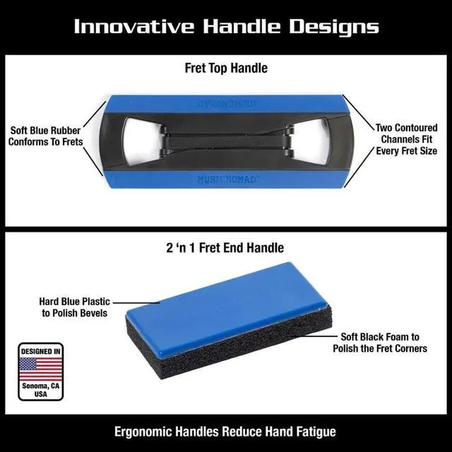 Alt view image 7 of 7 - 11 pc. Guitar Fret Leveling Kit, Luthier & Tech Fret Level Beam, Crowning File & Polish Set (MN872)