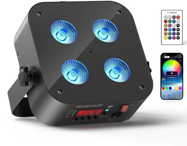 Main image of Mini Rechargeable Par Lights, 4 * 18W RGBWA UV 6 in 1 Battery Powered Upights, APP & Wireless DMX Control Stage Lights, Uplighting for Wedding Birthday Party Festival