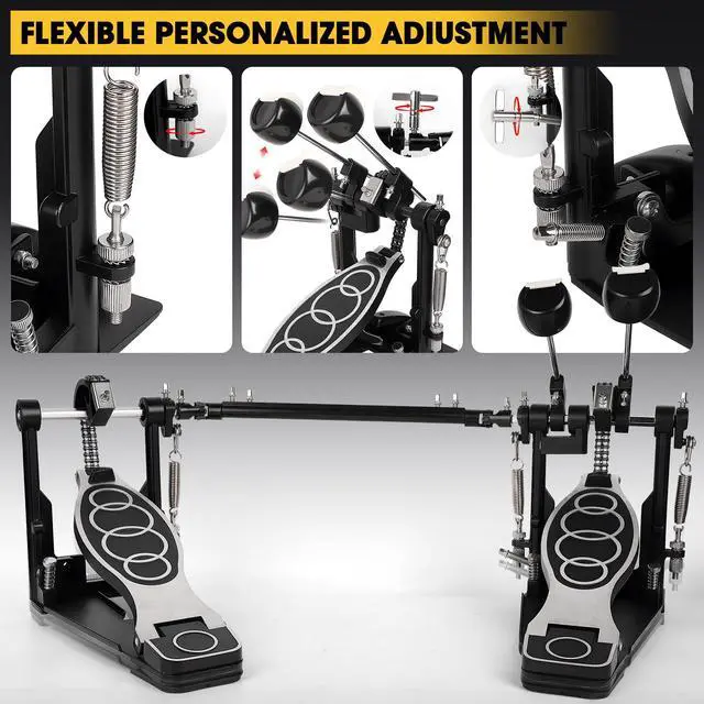 Alt view image 4 of 7 - Double Bass Pedal, Double Chain Double Bass Drum Pedals, Double Kick Drum Pedal with Patch Suit for Kick Drum (2026)