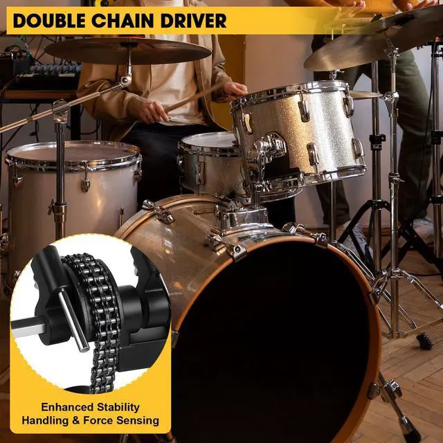 Alt view image 7 of 7 - Double Bass Pedal, Double Chain Double Bass Drum Pedals, Double Kick Drum Pedal with Patch Suit for Kick Drum (2026)