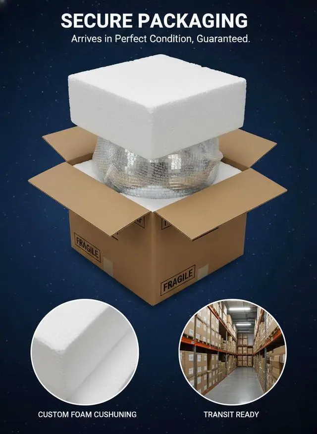 Alt view image 3 of 7 - 16inch Large Mirror Disco Ball - Hanging Big Disco Ball for Party Decorations, DJ Clubs, Weddings, Bars, Holiday Events, and Stage Decor with 15pcs Replacement Mirrors