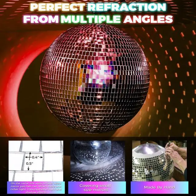 Alt view image 6 of 7 - 16inch Large Mirror Disco Ball - Hanging Big Disco Ball for Party Decorations, DJ Clubs, Weddings, Bars, Holiday Events, and Stage Decor with 15pcs Replacement Mirrors
