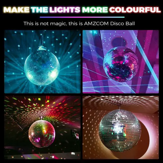 Alt view image 7 of 7 - 16inch Large Mirror Disco Ball - Hanging Big Disco Ball for Party Decorations, DJ Clubs, Weddings, Bars, Holiday Events, and Stage Decor with 15pcs Replacement Mirrors