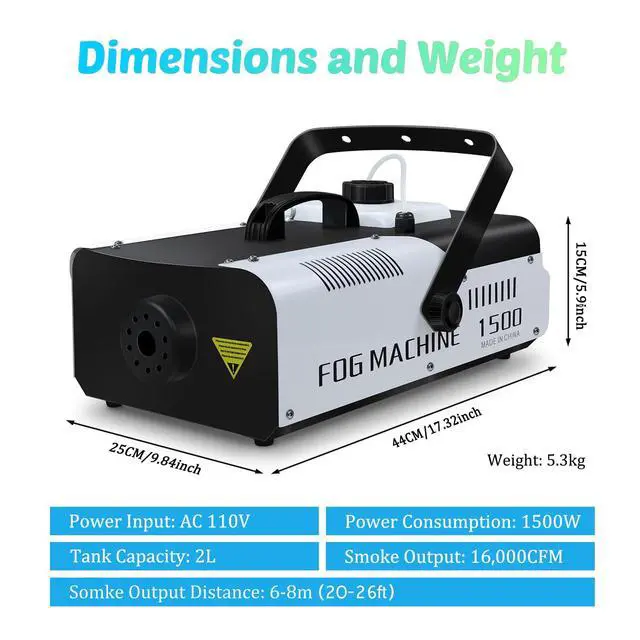 Alt view image 3 of 6 - Fog Machine 1500 Watt and 16000 CFM Fog with with 2 Sets of Controllers, Professional Smoke Machine for DJ Stage Halloween Party Wedding Christmas