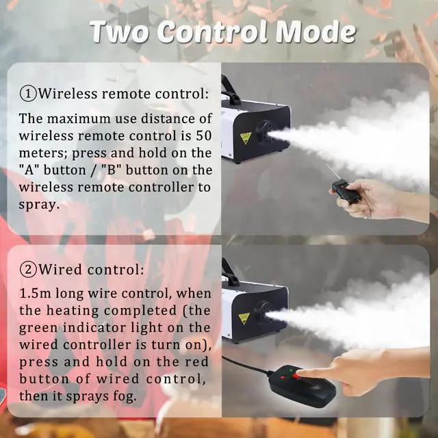 Alt view image 4 of 6 - Fog Machine 1500 Watt and 16000 CFM Fog with with 2 Sets of Controllers, Professional Smoke Machine for DJ Stage Halloween Party Wedding Christmas