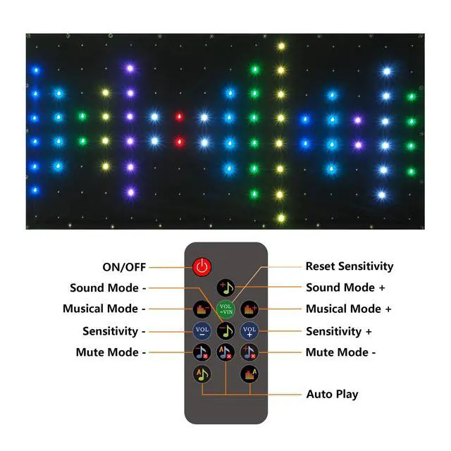 Alt view image 2 of 6 - DJ Stage Light Pro 3.3x6.9ft LED Motion Drape Facade - Sound-Activated Rhythm Lights with Remote, 80+ Music Programs & 70 Motion Effects for DJ Booths, Stages, Weddings