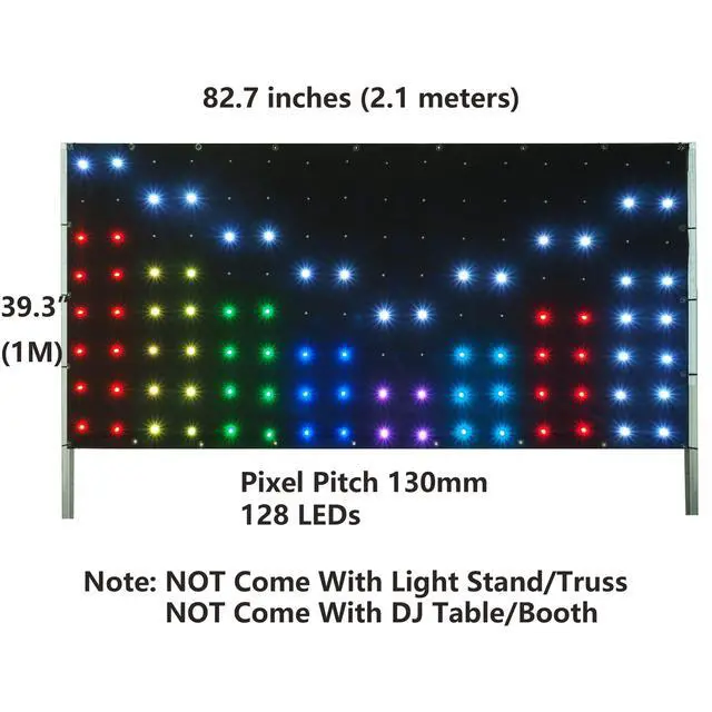 Alt view image 3 of 6 - DJ Stage Light Pro 3.3x6.9ft LED Motion Drape Facade - Sound-Activated Rhythm Lights with Remote, 80+ Music Programs & 70 Motion Effects for DJ Booths, Stages, Weddings