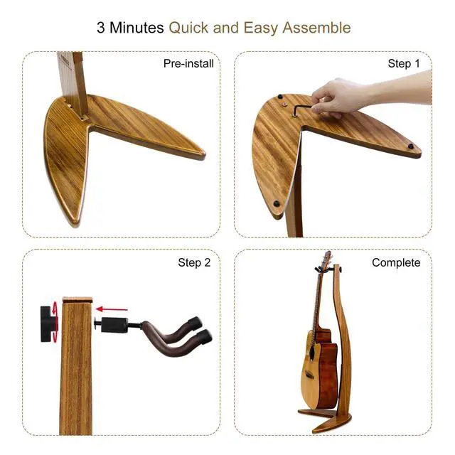 Alt view image 6 of 7 - Guitar Bass Hanger Stand, Solid Wood Bow Holder Mermaid Shaped for Display and Storage, 42 inches Height Anti-scratched and Anti-bump, Deorate Studios, Living room and Stage (Black Walnut, 1)