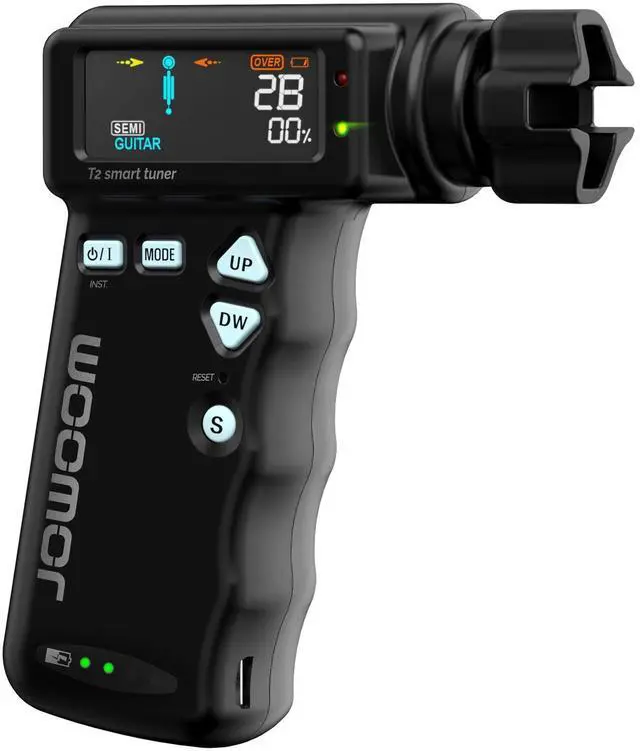 Main image of T2 Smart Automatic Guitar & Ukulele Tuner | Fast Acoustic Guitars Auto-Tuner With 180RPM Electric String Winder | Safe & Professional Grade Tuner For Ukuleles | USB Rechargeable Battery | Black