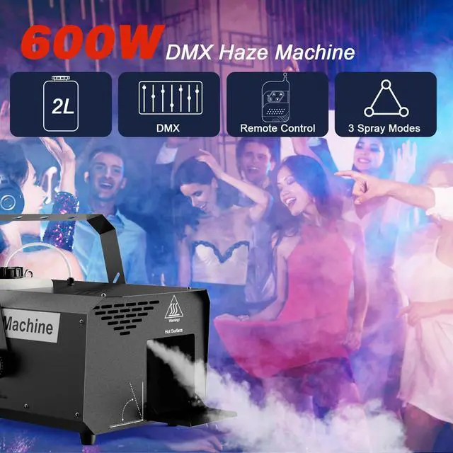 Alt view image 2 of 7 - 600W 1000CFM Haze Machine for Stage & DJ | Remote DMX512 Control, Adjustable Outlet, 2L Tank. For Wedding, Club, Halloween, Christmas, Party Beam Effects