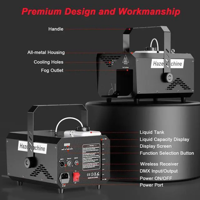 Alt view image 3 of 7 - 600W 1000CFM Haze Machine for Stage & DJ | Remote DMX512 Control, Adjustable Outlet, 2L Tank. For Wedding, Club, Halloween, Christmas, Party Beam Effects