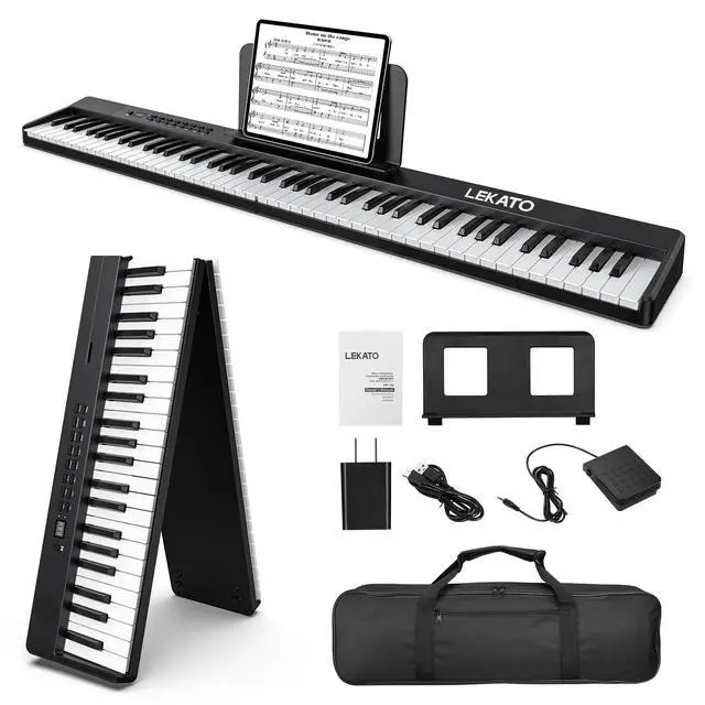 Main image of FP-10 Portable Piano Keyboard for Beginners 88 Keys Folding Digital Piano with Sustain Pedal Foldable Electric Piano Keyboard with Semi Weighted Wood Grain Key Suitable for Midi Bluetooth