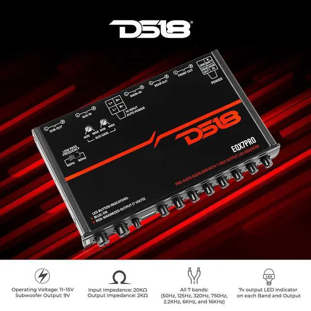 Alt view image 2 of 6 - EQX7PRO High Volt 7-Band Equalizer with High Level Input, Auto Turn On, and High Volt LED Indicator