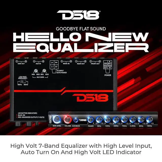 Alt view image 3 of 6 - EQX7PRO High Volt 7-Band Equalizer with High Level Input, Auto Turn On, and High Volt LED Indicator