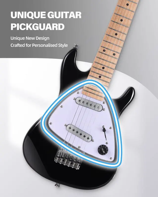 Alt view image 3 of 7 - 30 Inch Kids Electric Guitar Beginner Kit, Junior 1/4 Size Mini Electric Guitar for Children Complete Stater Set with Amp, Gloosy Black Colour
